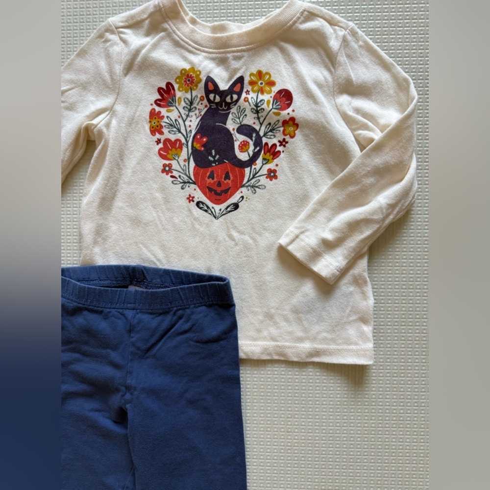 Old Navy|Baby Girl Cute Outfit,Cat Halloween & Pumpkin Long Sleeve & Leggings